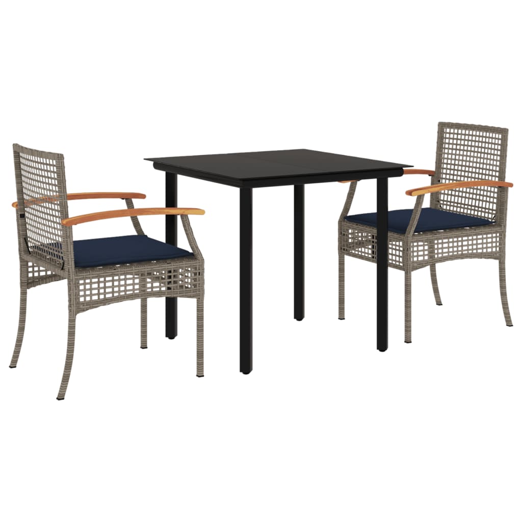 Patio Dining Set Set of 2 Gray PE rattan Medium Durable