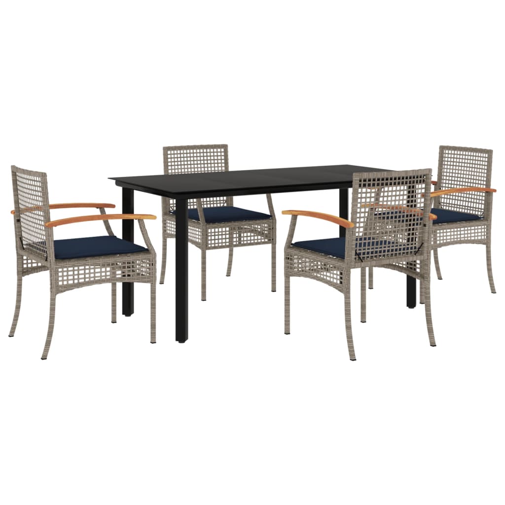 Patio Dining Set Set of 4 Gray, Black, Navy Blue