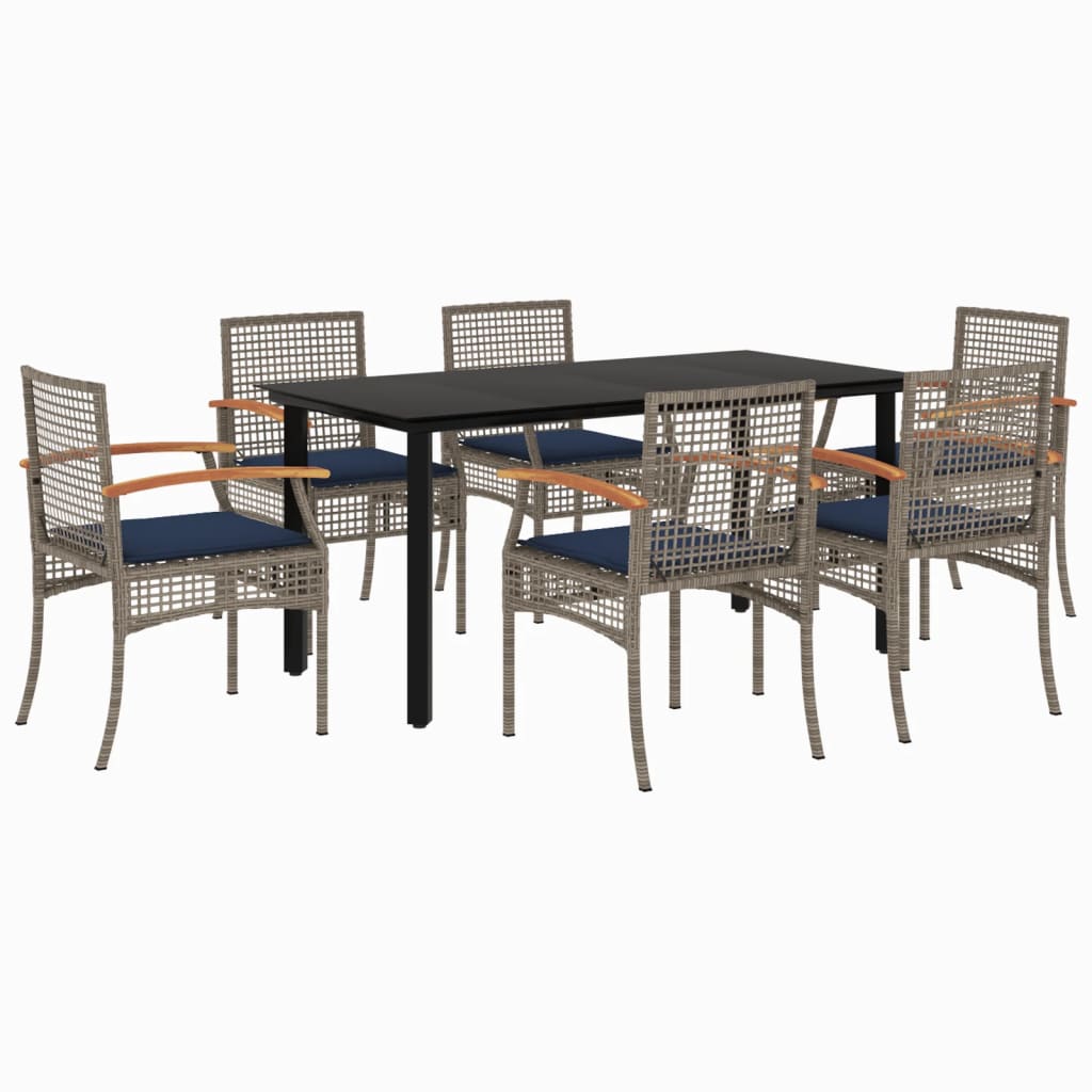 Patio Dining Set Set of 6 Gray, Navy Blue