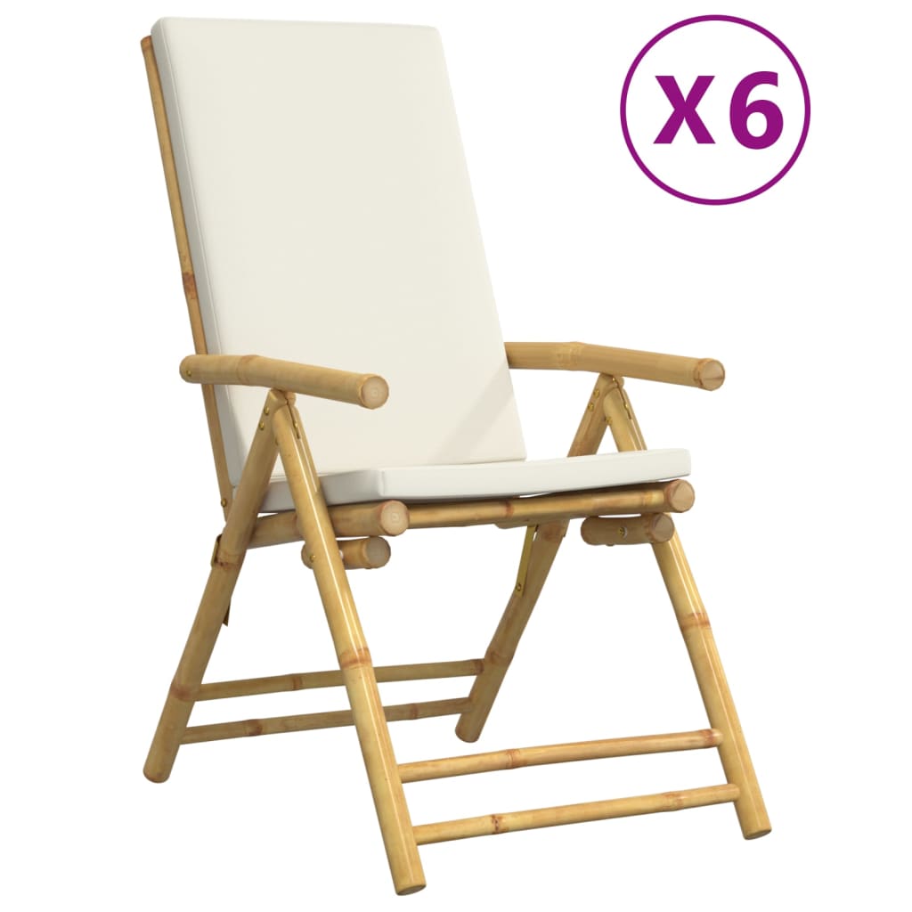 Garden Reclining Chair Set of 6 Cream White