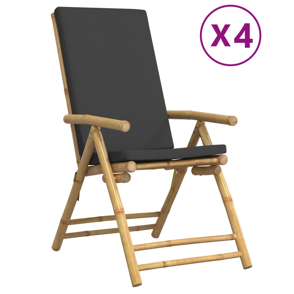 Garden Reclining Chair Set of 4 Dark grey