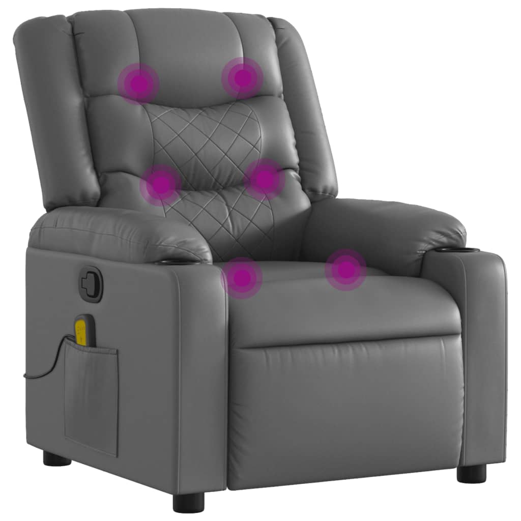 Massage Recliner Chair Gray Faux leather, metal, plywood Large