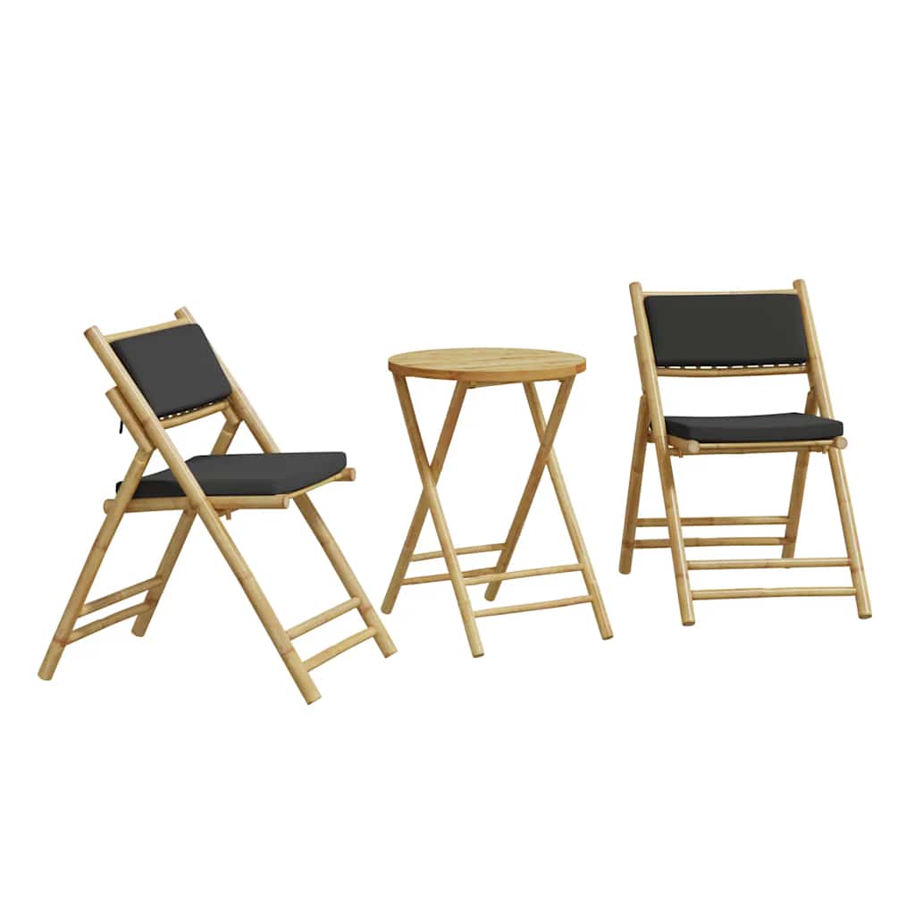 Bistro Set Dark Grey Bamboo Ideal for small outdoor areas