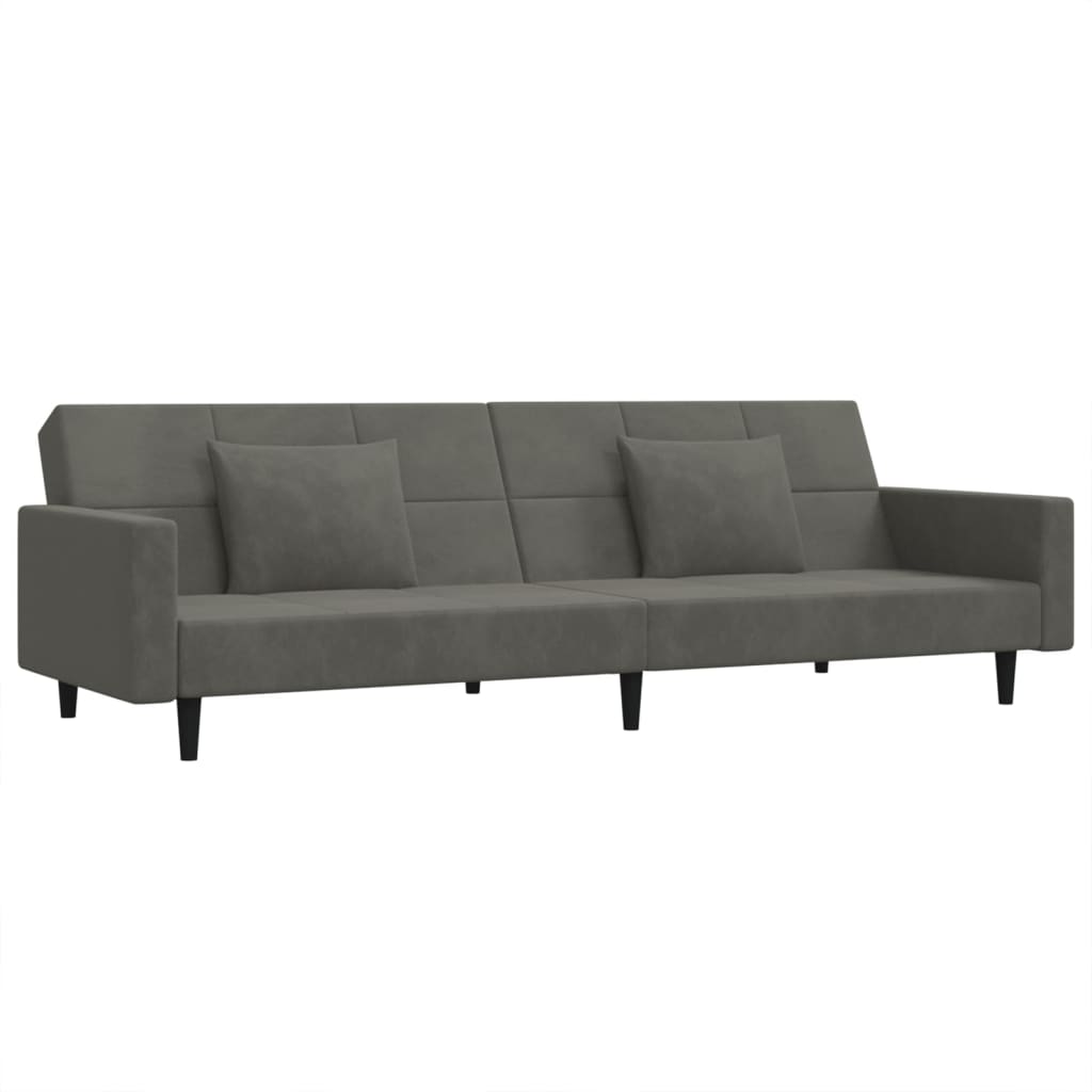 Sofa Bed Dark gray Velvet (100% polyester), wood, plastic 2-seater
