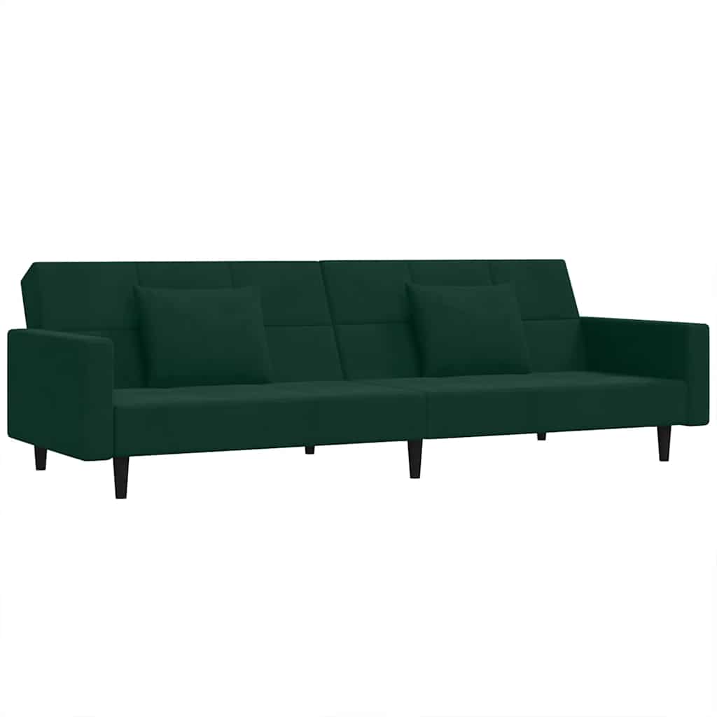 Sofa Bed Dark Green Velvet (100% polyester), wood, plastic 2-seater