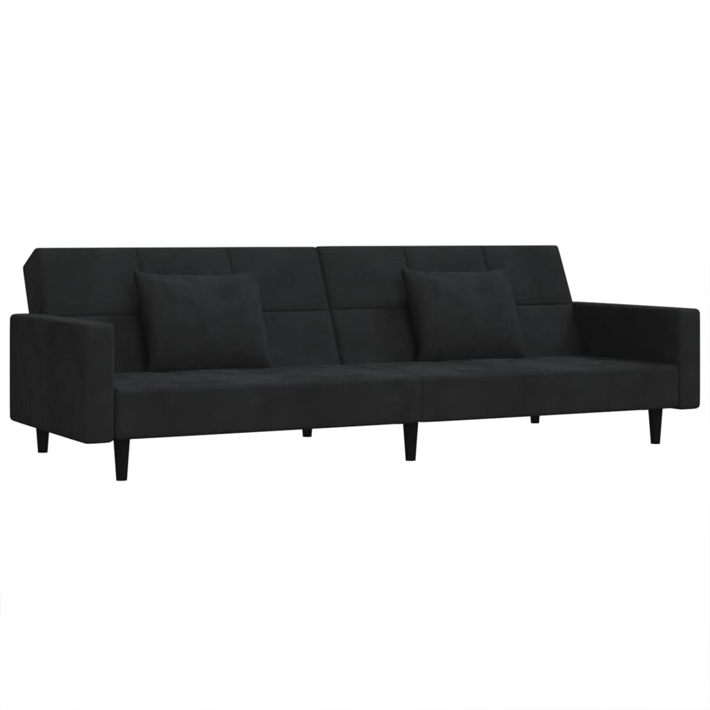 Sofa Bed Black Velvet, wood, plastic 2-Seater