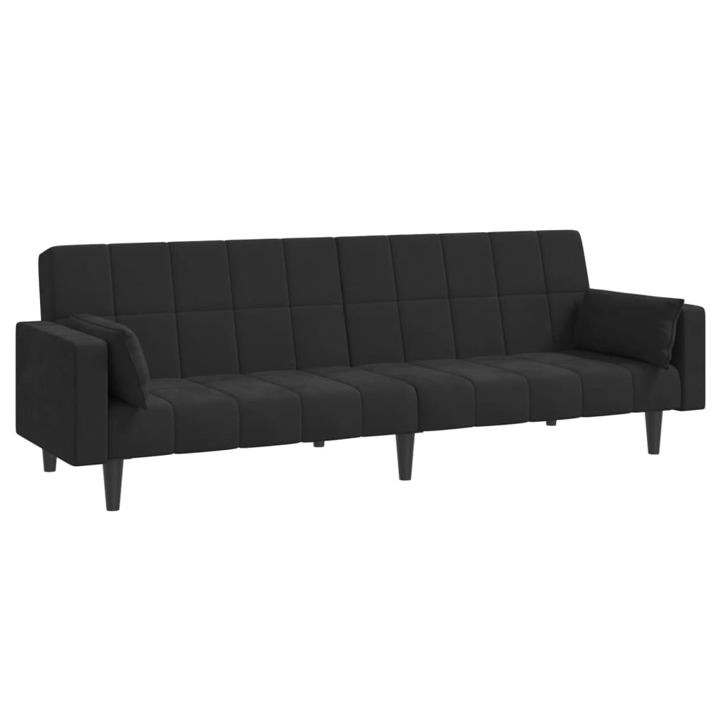 Sofa Bed Black Velvet (100% polyester), wood, plastic Large