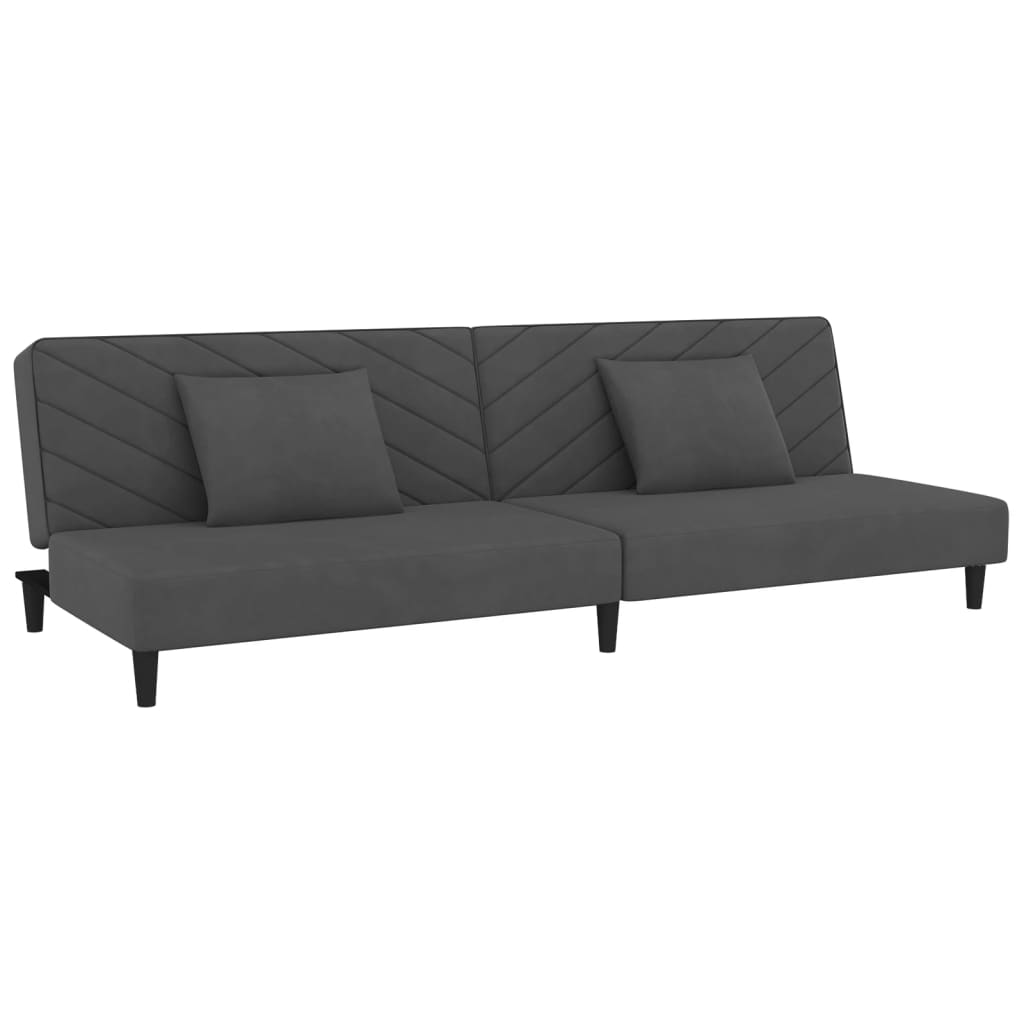 Sofa Bed Dark Gray Velvet (100% polyester), wood, plastic 2-Seater