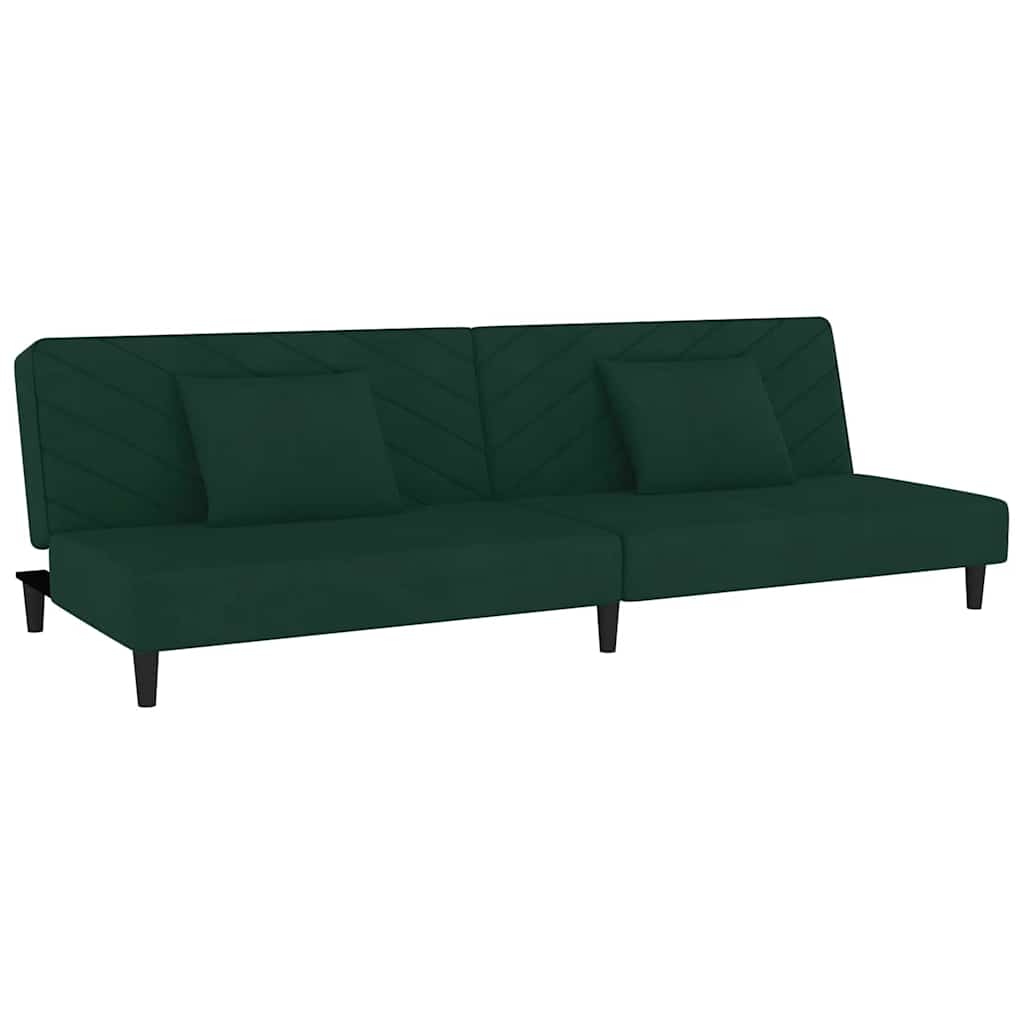 Sofa Bed Dark Green Velvet, Wood, Foam, Plastic Medium