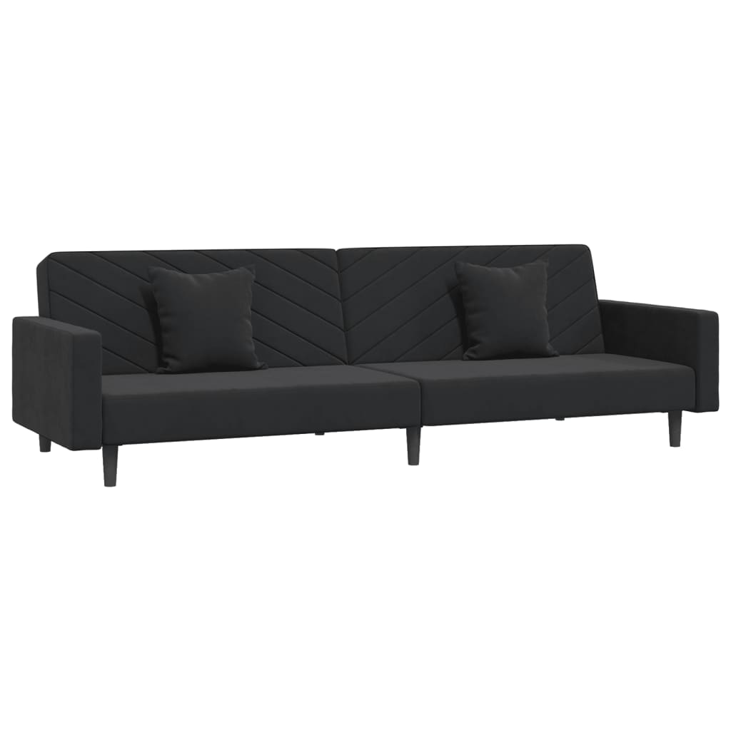 Sofa Bed Black Velvet Velvet (100% polyester), Wooden Frame, Plastic