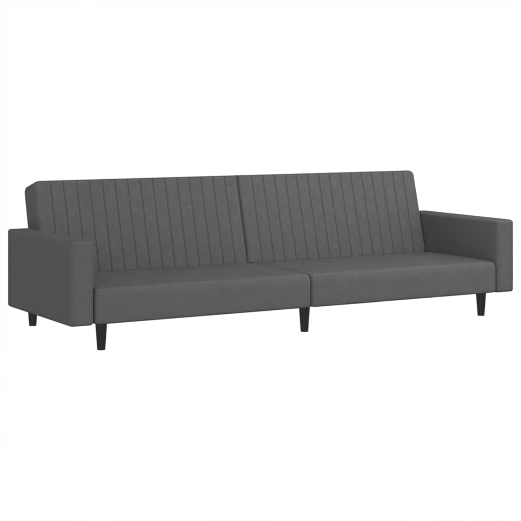 Sofa Bed Dark Grey Velvet (100% polyester), wood, foam, plastic
