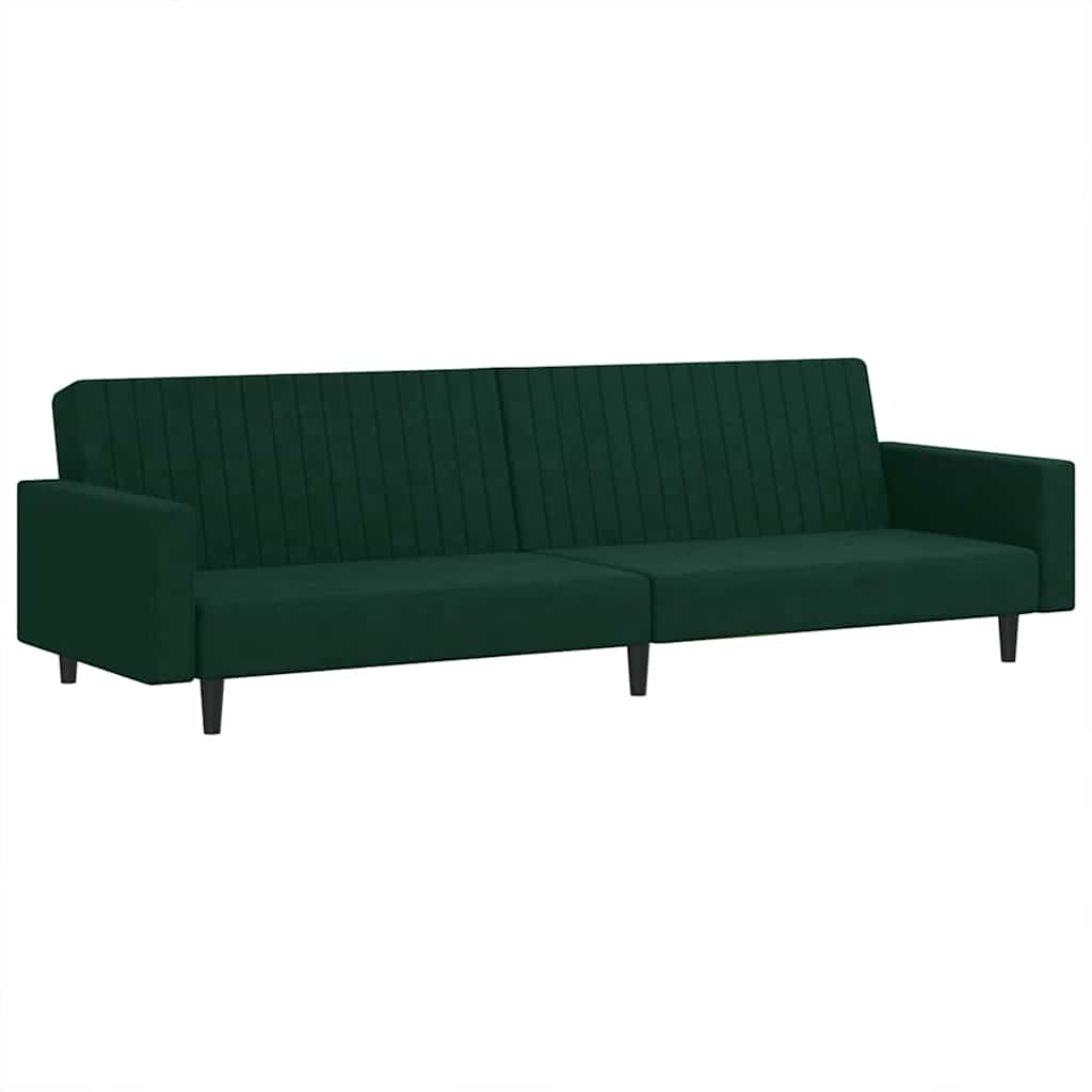 Sofa Bed Dark Green Velvet (100% polyester), Wood, Foam Large