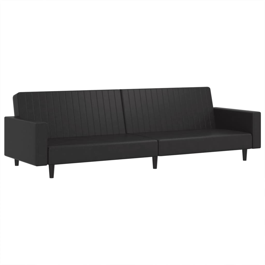 Sofa Bed Black Faux leather, wood, plastic, foam 2-seater