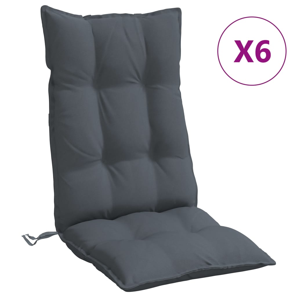 Highback Chair Cushion Set of 6 Anthracite