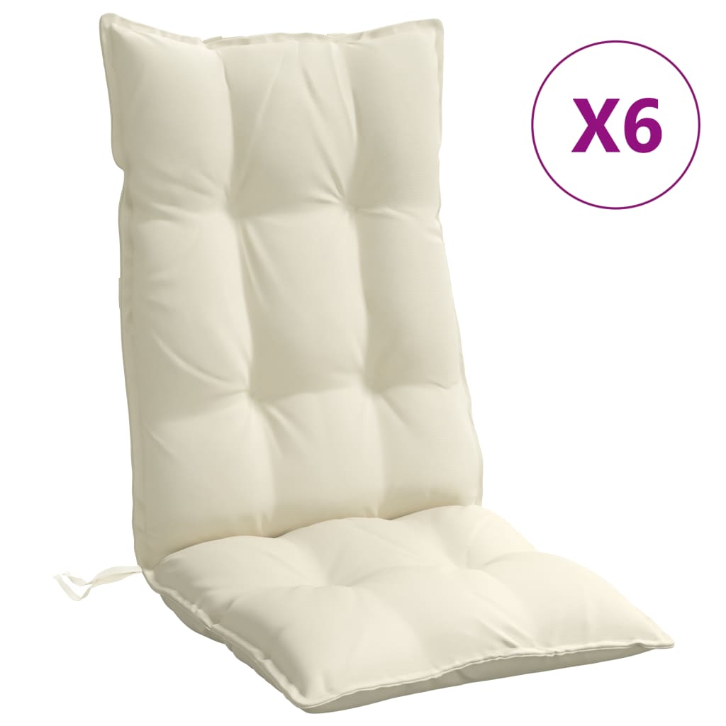 Highback Chair Cushion Set of 6 Cream