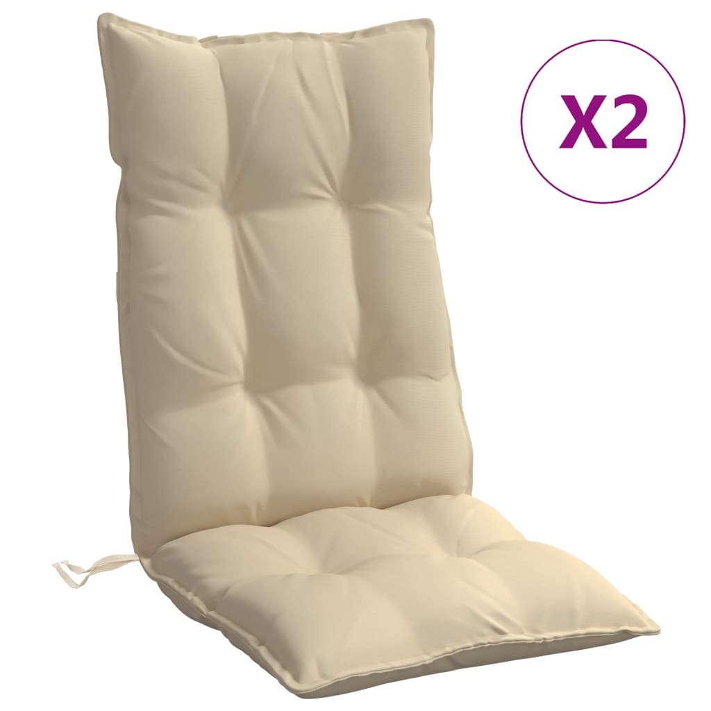 Highback Chair Cushion Set of 2 Beige