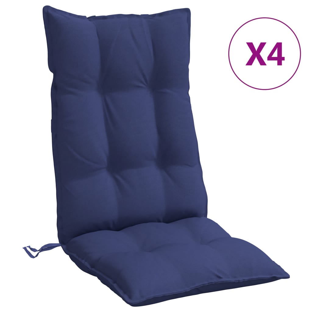 Highback Chair Cushion Set of 4 Navy Blue