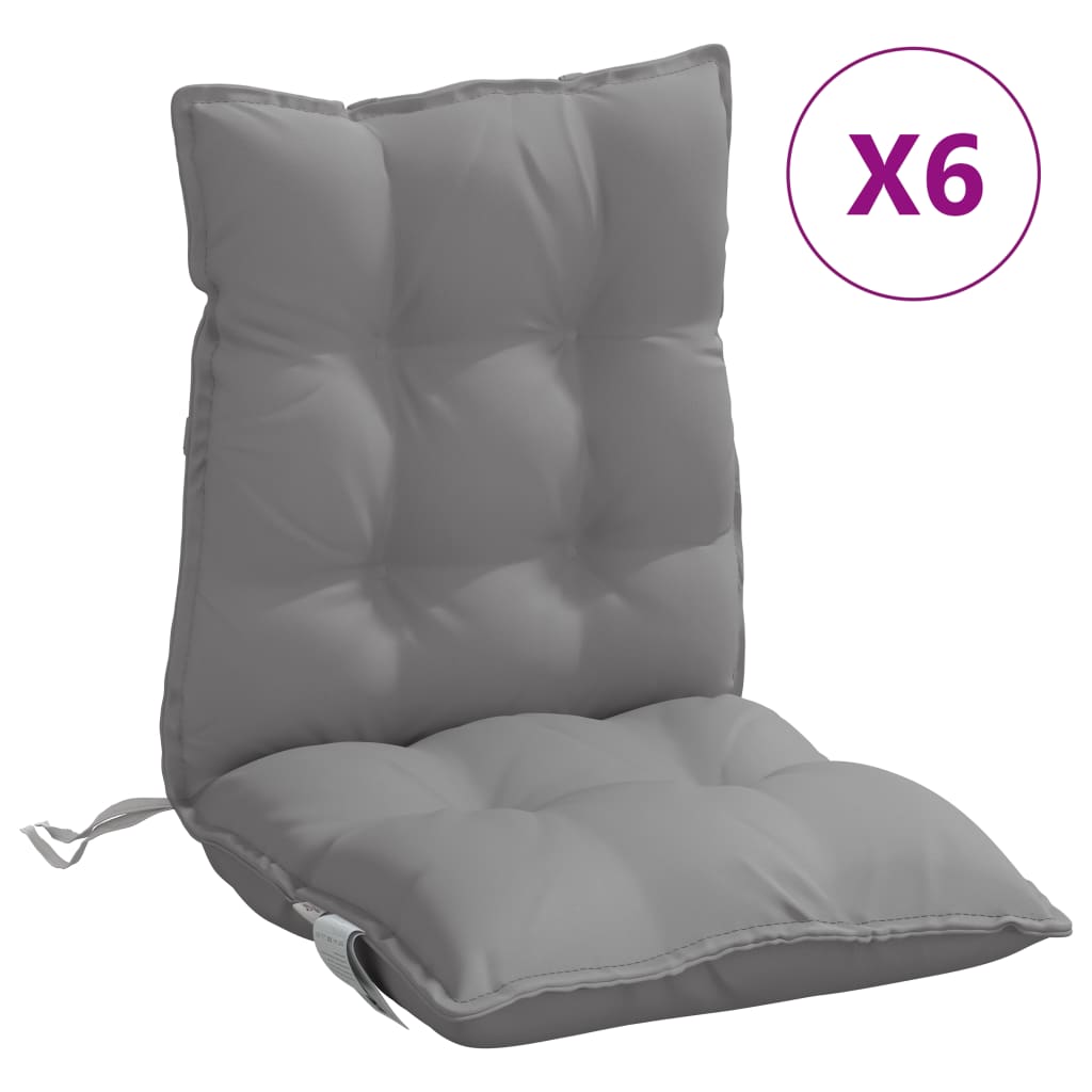 Lowback Chair Cushion Set of 6 Grey Oxford fabric (100% polyester)