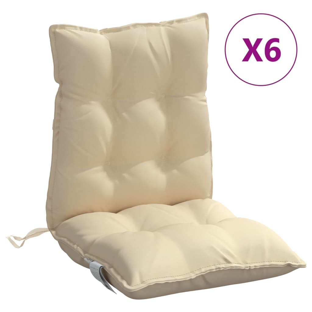 Lowback Chair Cushion Set of 6 Beige Oxford fabric (100% polyester)