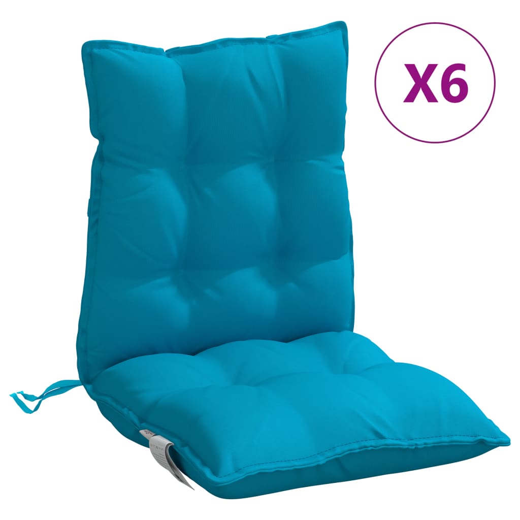 Lowback Chair Cushion Set of 6 Light Blue