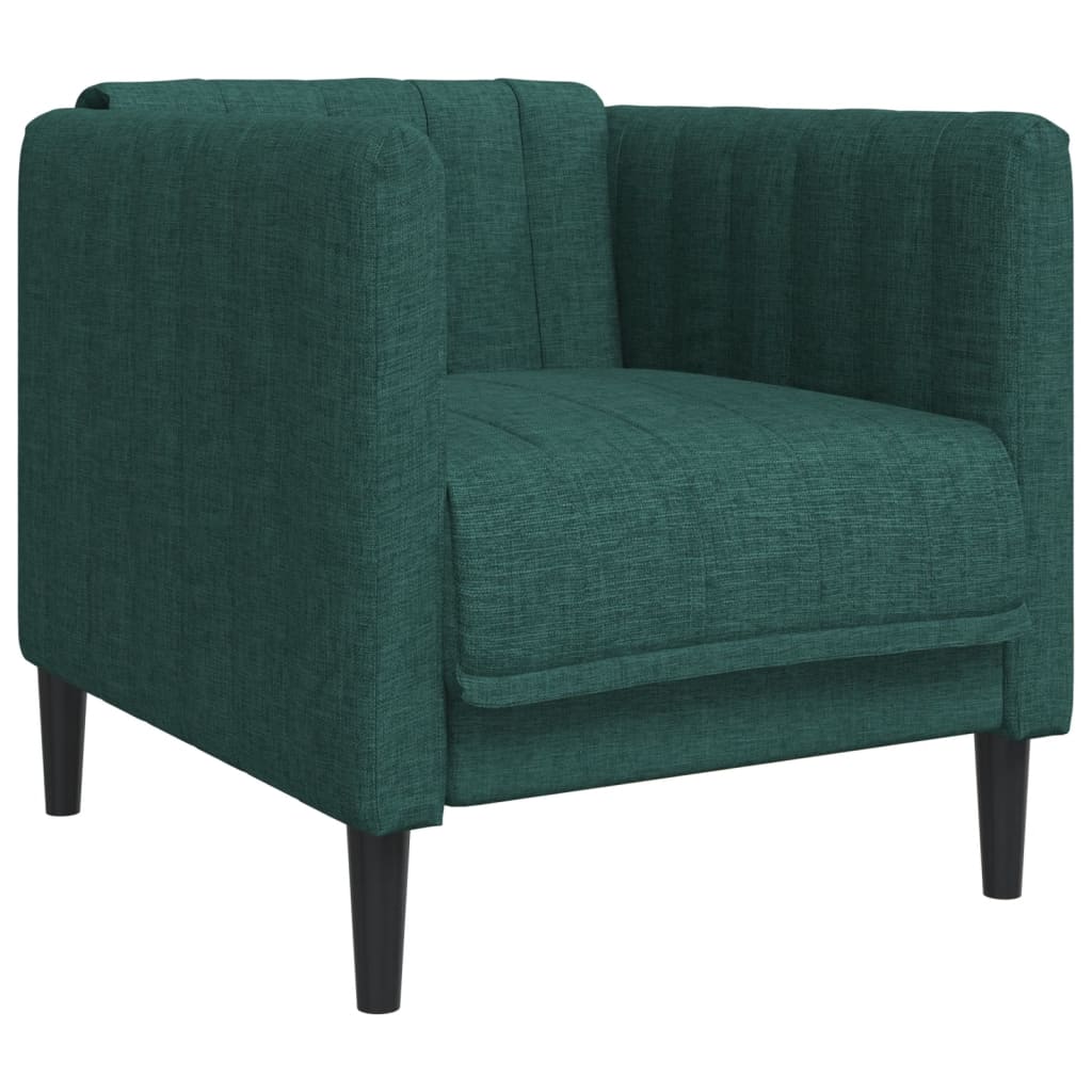 Sofa Chair Dark Green Polyester, Plywood, Solid Wood Single