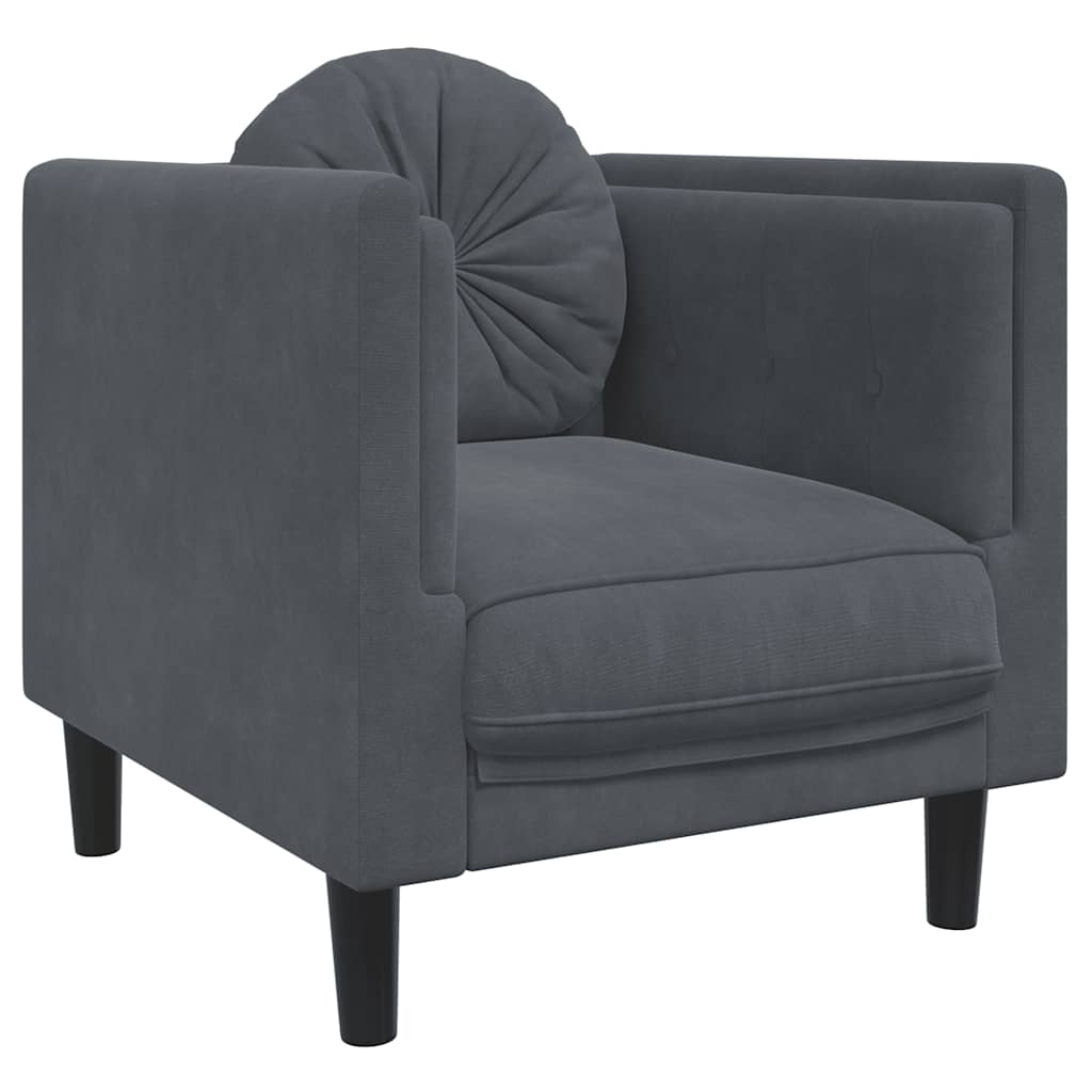 Dark Grey Velvet Sofa Chair Plush Armchair Single Seating