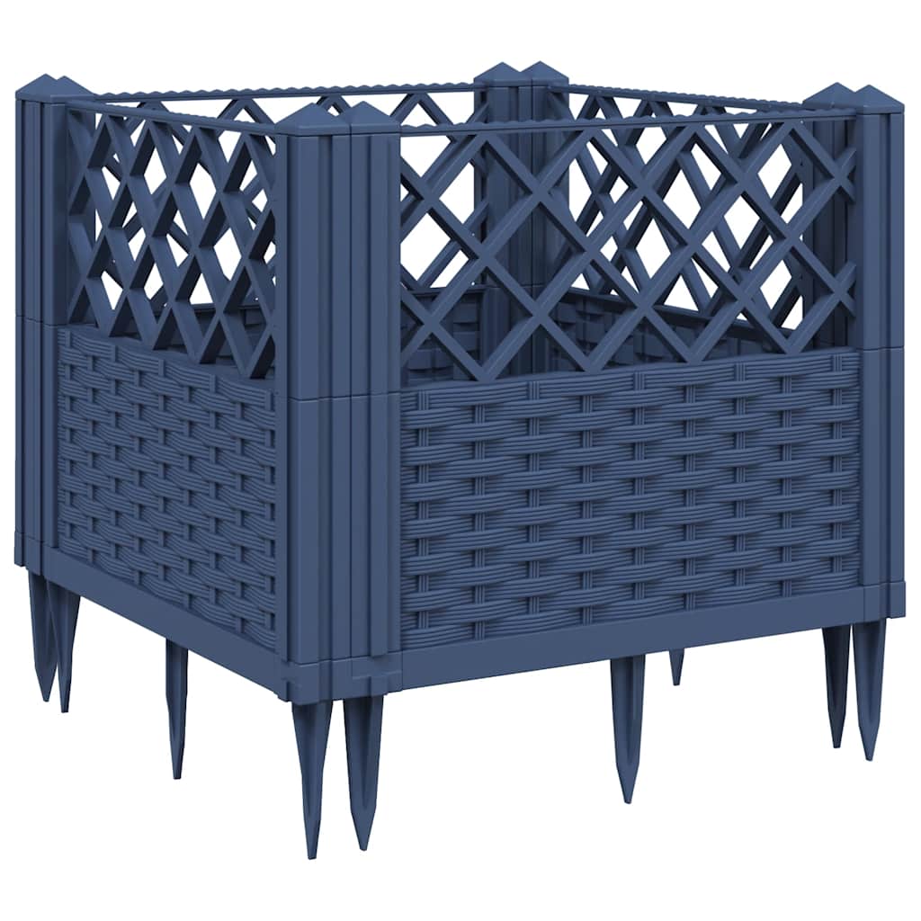 Garden Planter Blue Grey Polypropylene Medium Modular