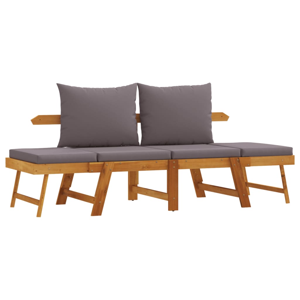 Garden Bench Dark grey, Wood Solid Acacia wood, Polyester Medium