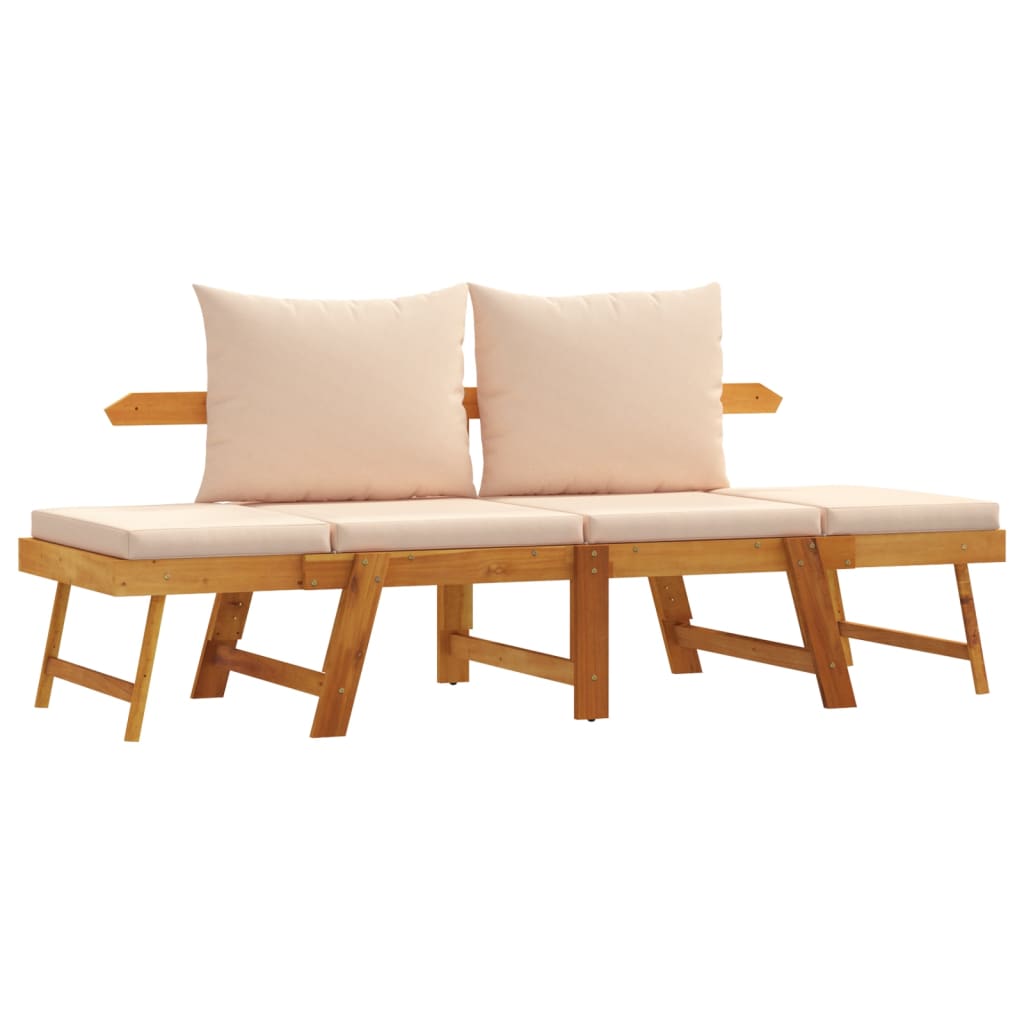 Garden Bench Acacia wood with Beige cushions