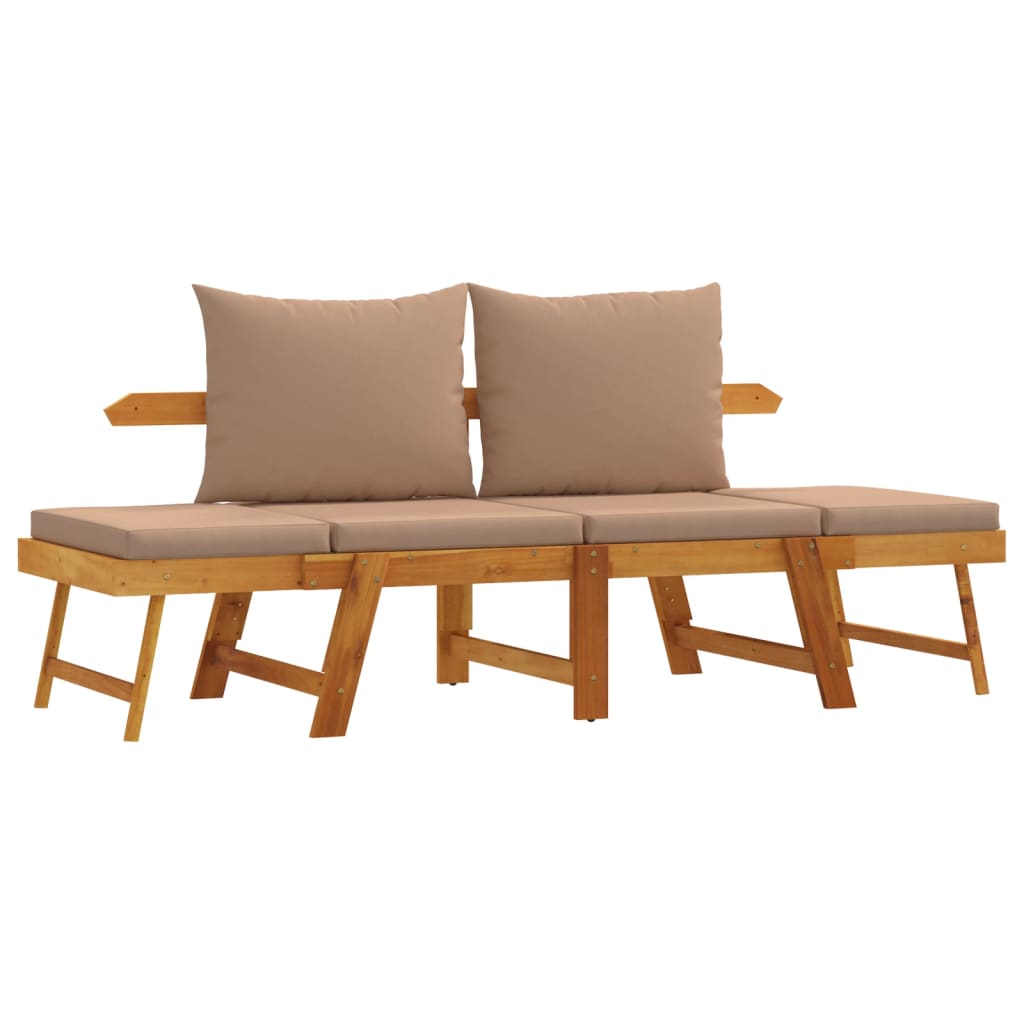 Garden Bench Taupe Solid acacia wood, 100% polyester Large