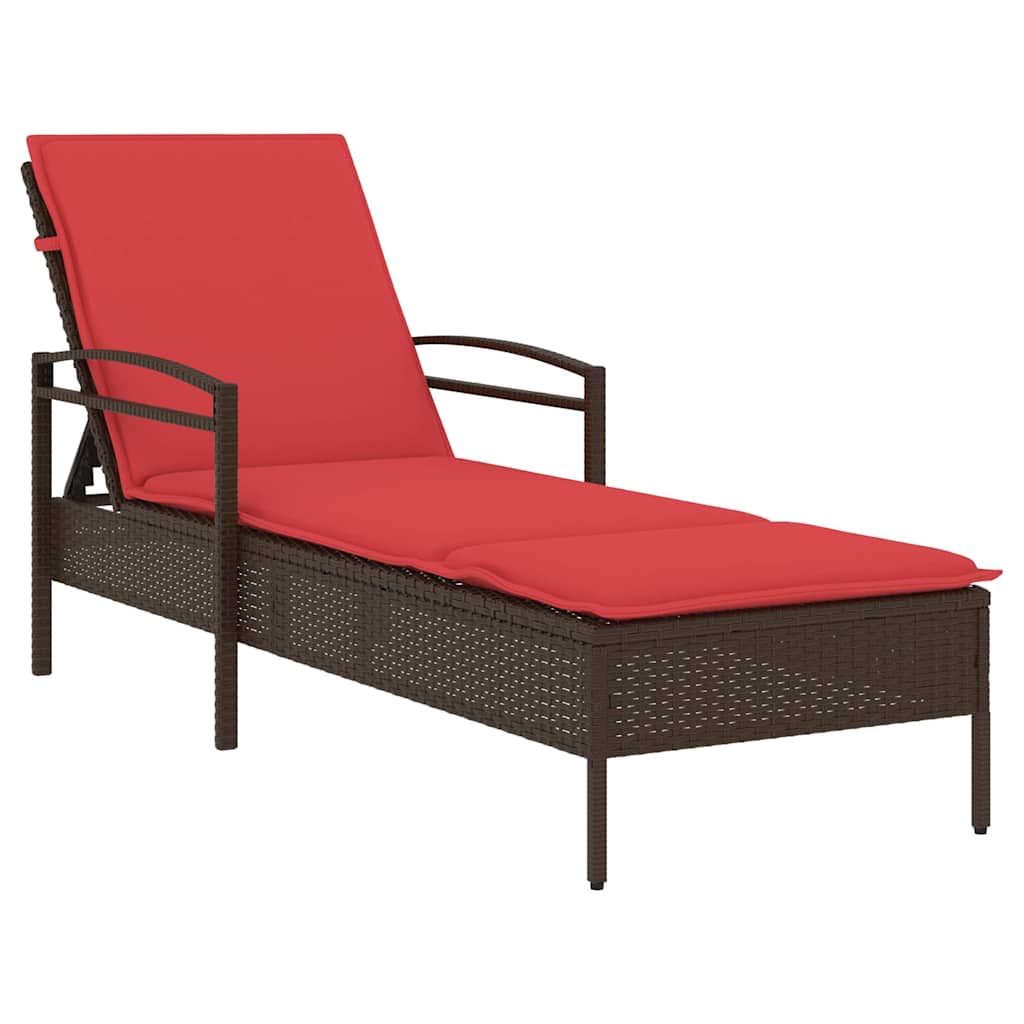 Sun Lounger 1-person Brown 24.80 x 78.74 x 31.89 in Poly Rattan
