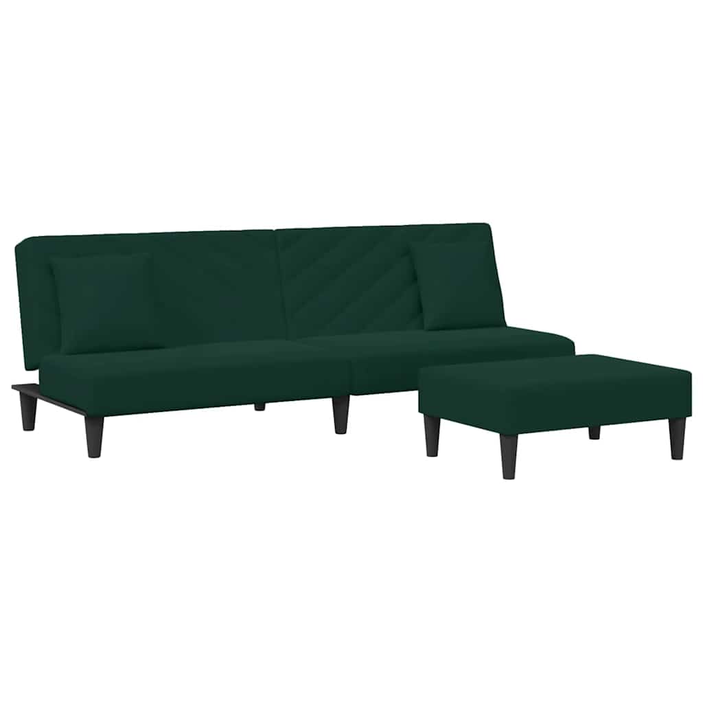 Sofa Set Dark Green Velvet, Foam, Wood, Plastic 2 Piece