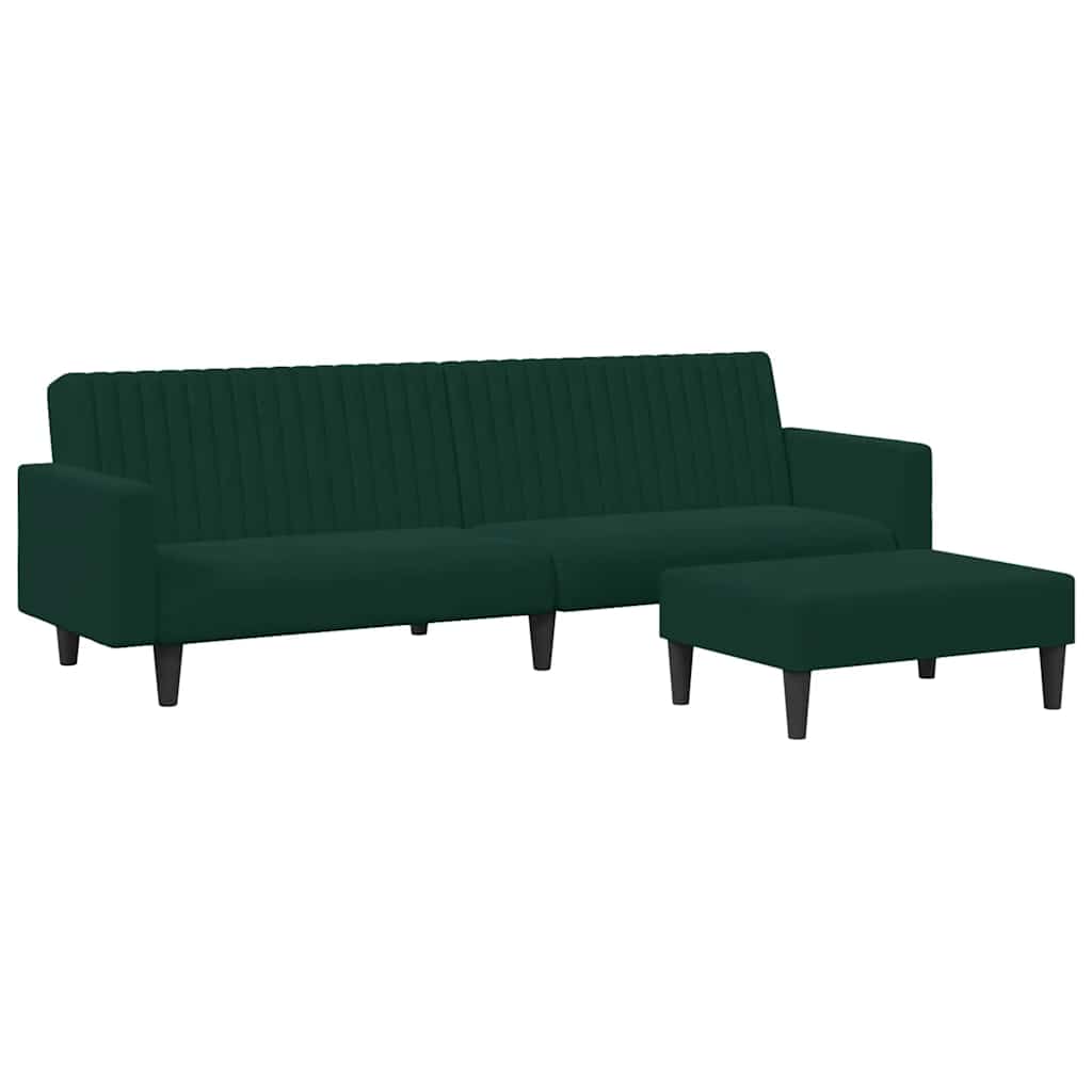 Sofa Set Dark Green Velvet (100% polyester), wood, plastic Large