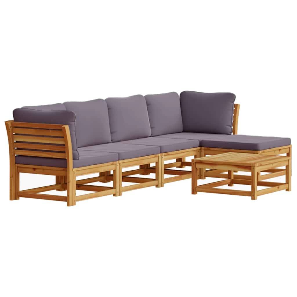 Garden Lounge Set Dark grey, Natural wood