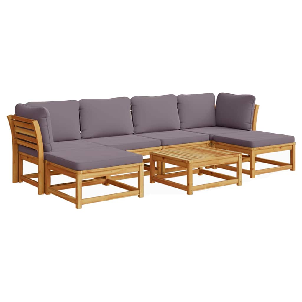 7 Piece Patio Lounge Set with Cushions Solid Wood Acacia