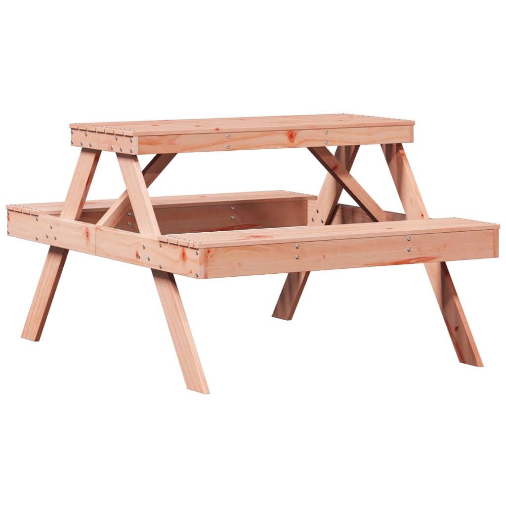 Picnic Table Natural Wood Solid Douglas Fir Wood Medium Durable