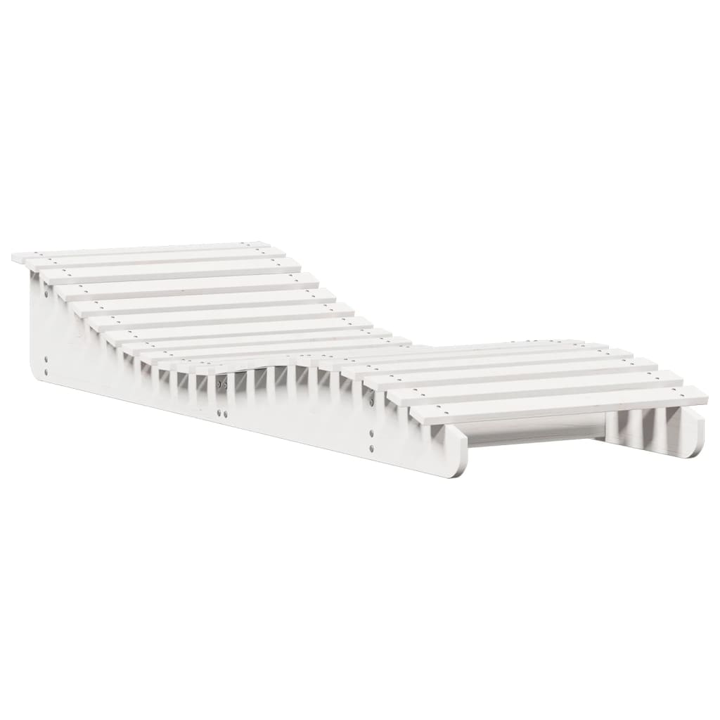 Sun Lounger White Solid pine wood 80.7x27.6x12.4 in Ergonomic