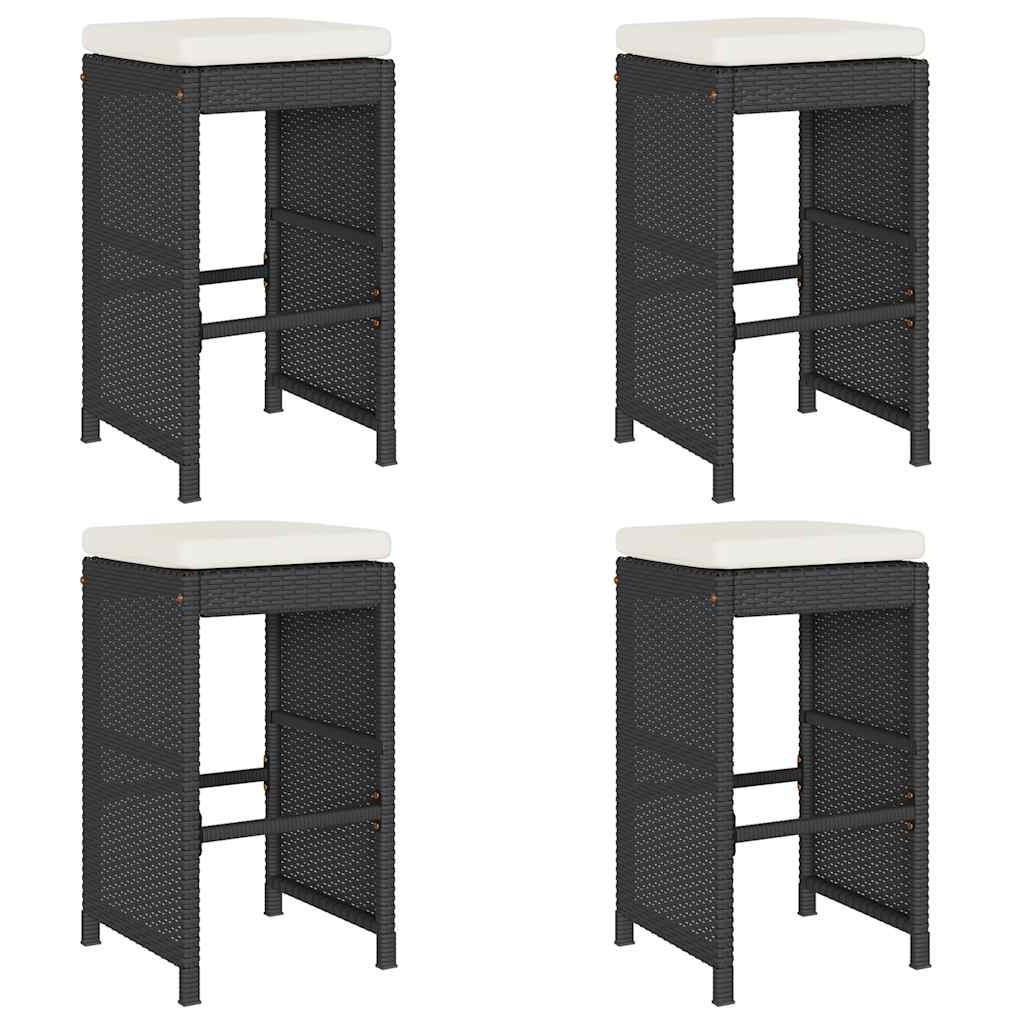 Garden Bar Stool Set of 4 Black, Cream