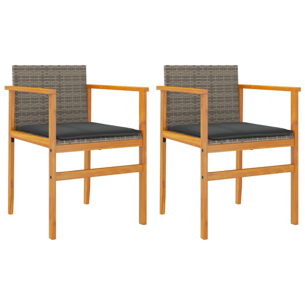 Garden Chair Grey PE rattan, solid acacia wood, powder-coated steel