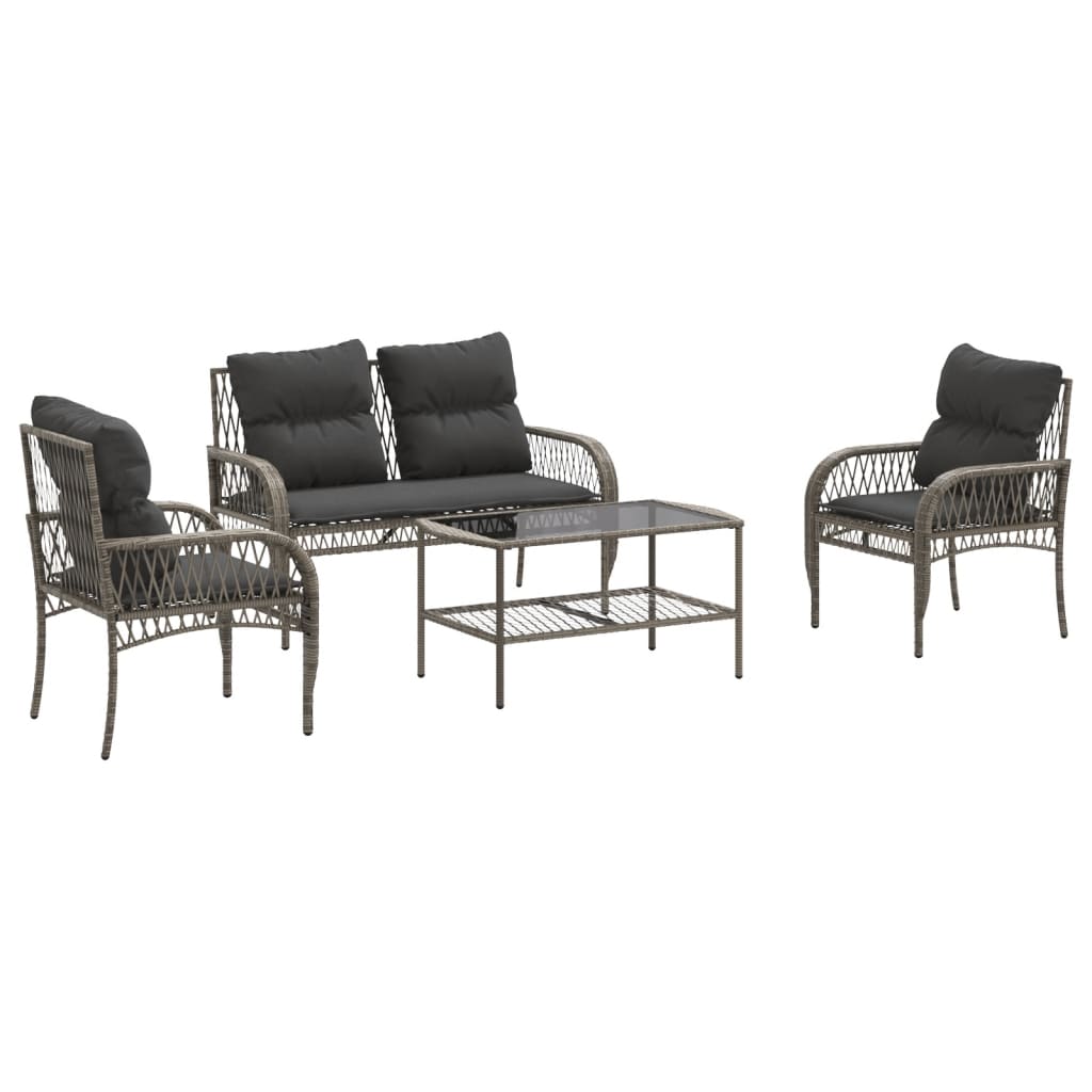 Garden Sofa Set Grey Poly Rattan Medium Durable Garden Sofa Set