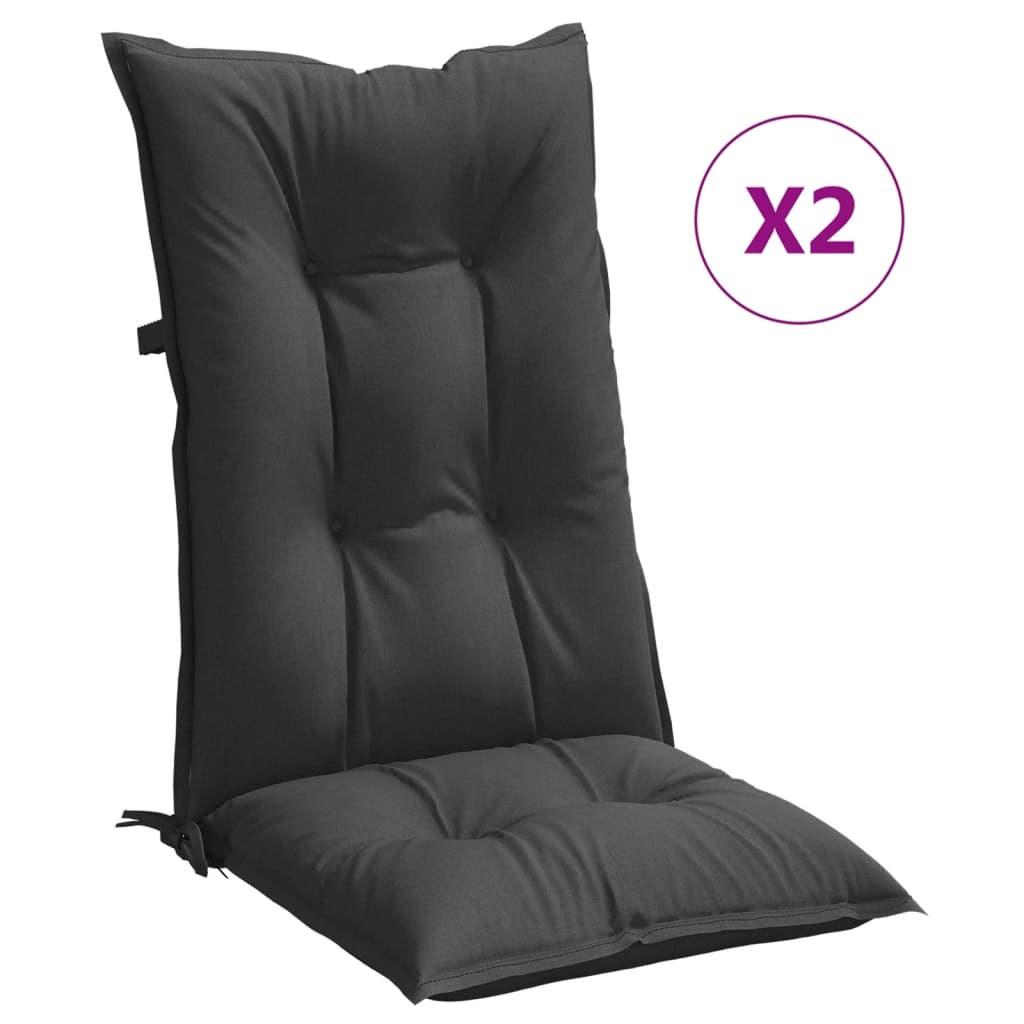 Highback Chair Cushion Set of 2 Melange Anthracite 100% Polyester