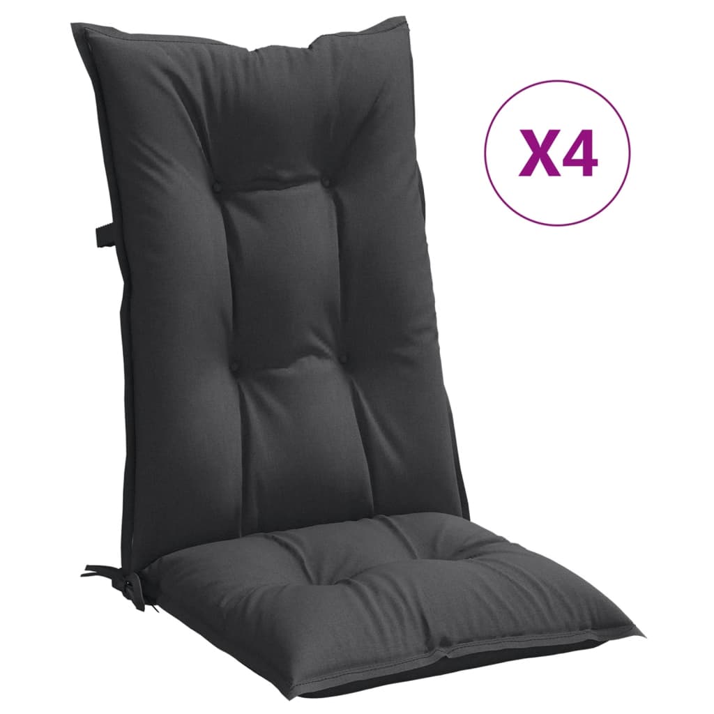Highback Chair Cushion Set of 4 Melange Charcoal 100% Polyester