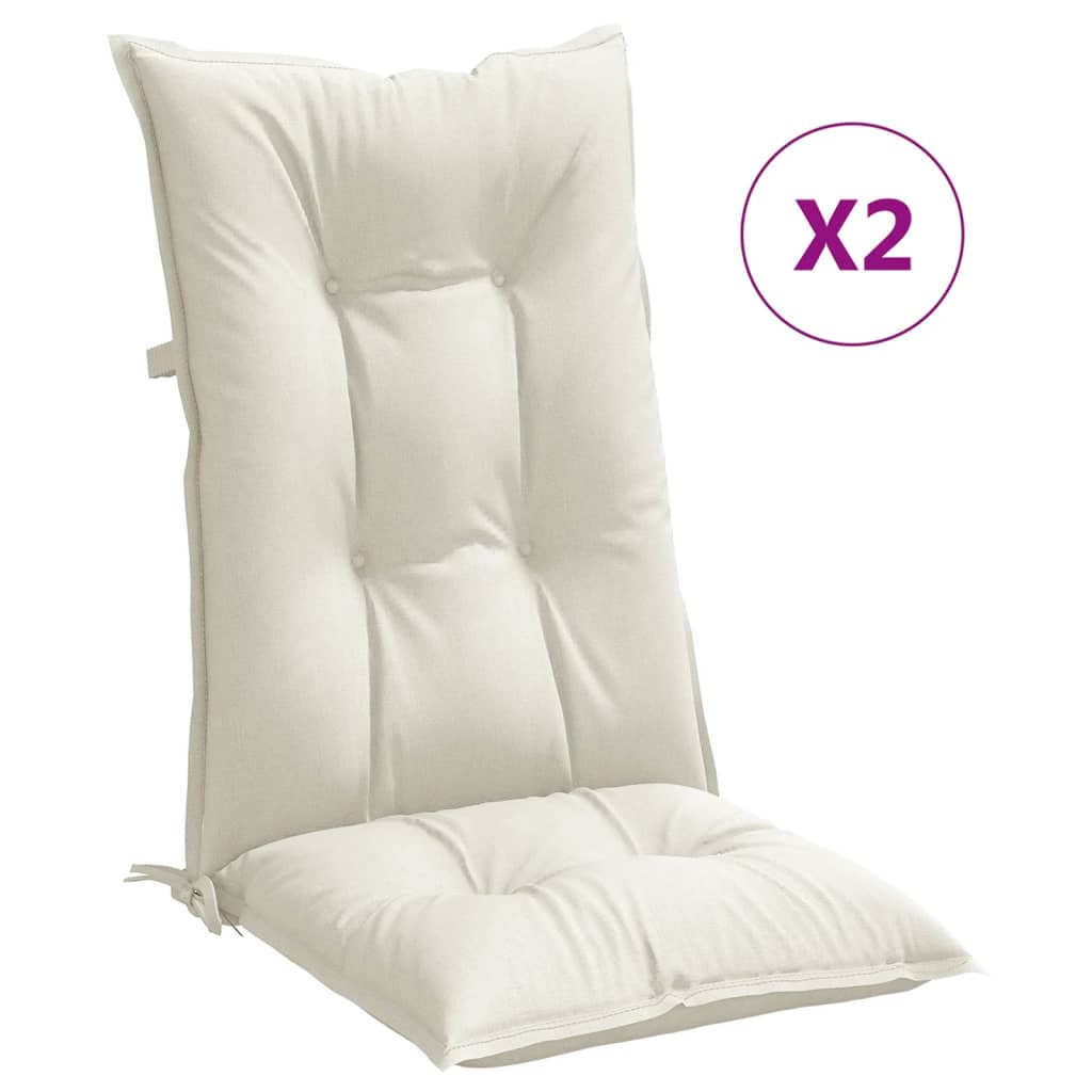 Highback Chair Cushion Set of 2 Melange cream Polyester