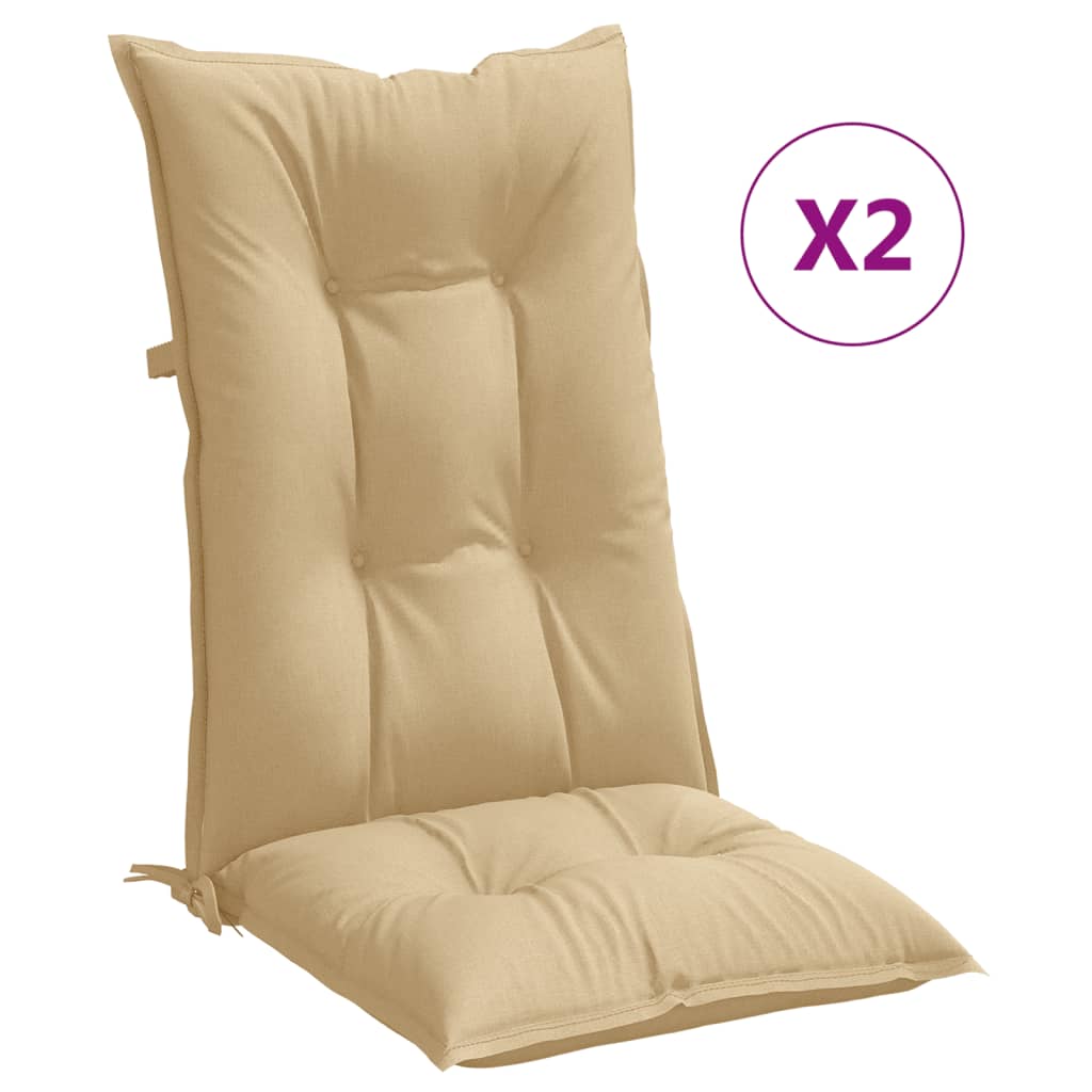 Highback Chair Cushion Set of 2 Melange Beige