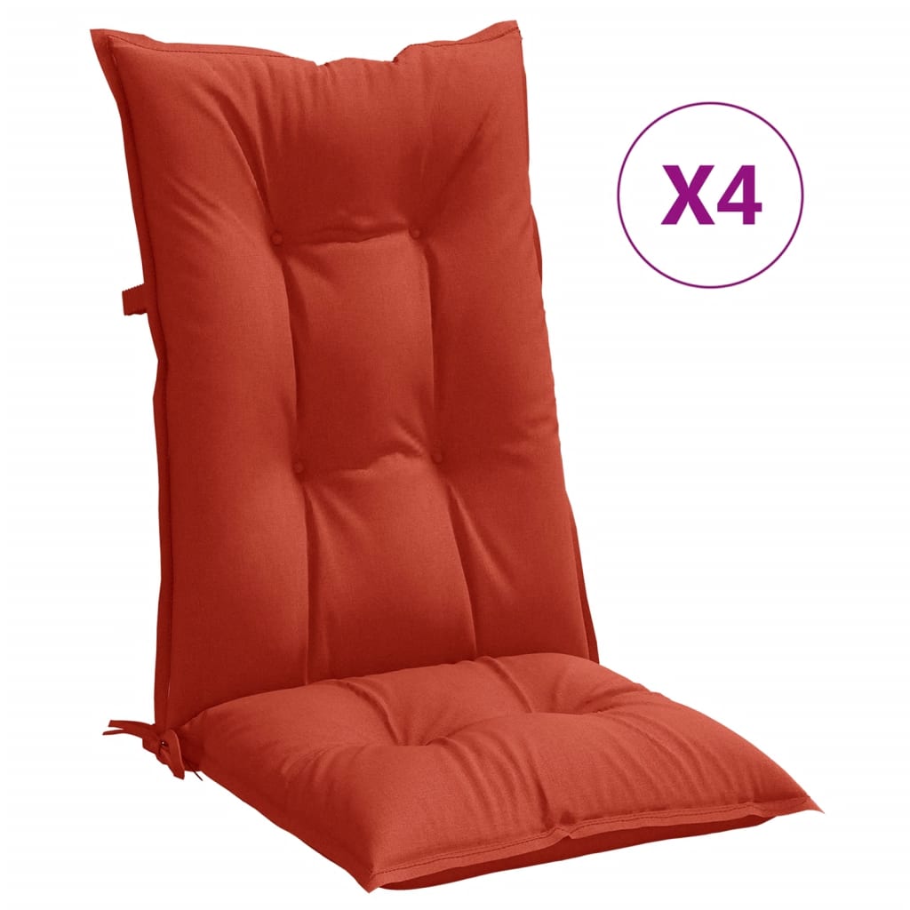 Highback Chair Cushion Set of 4 Melange Red 100% Polyester