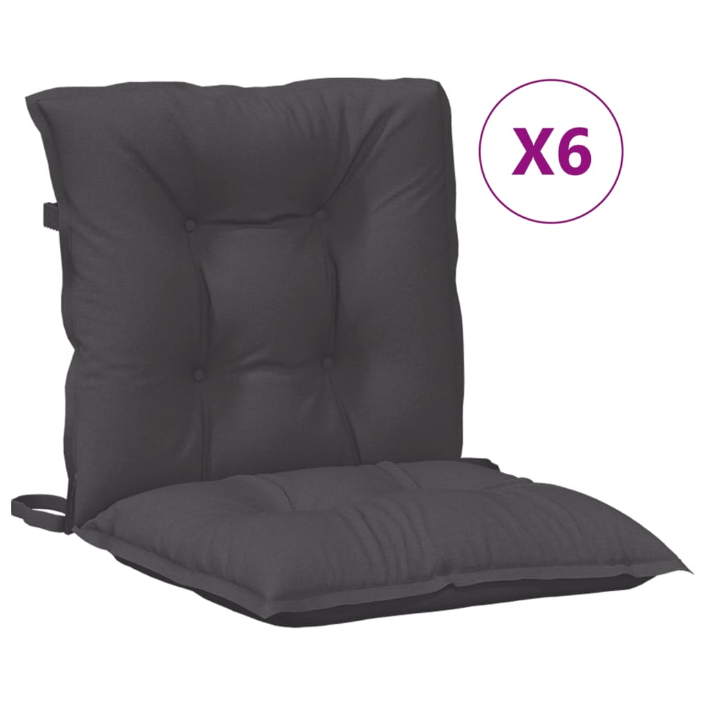 Lowback Chair Cushion Set of 6 Melange Anthracite 100% Polyester