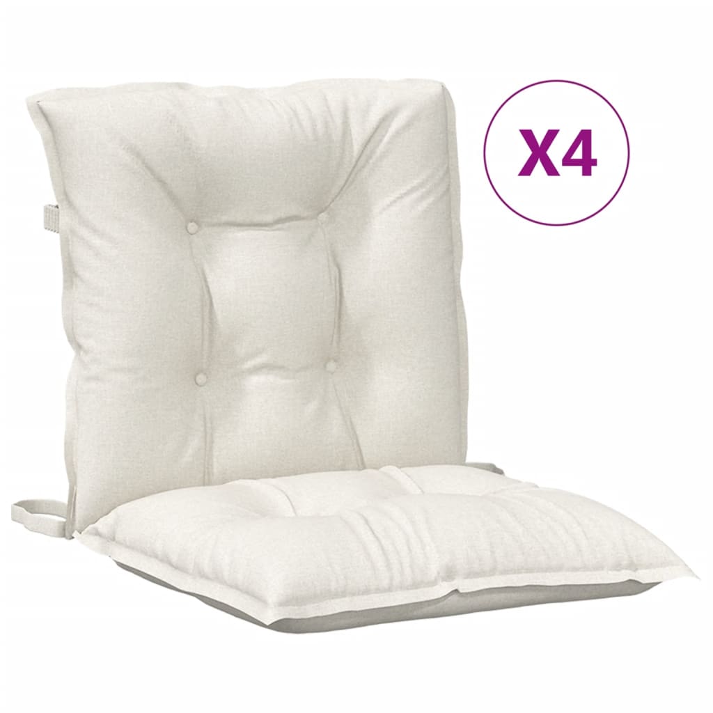 Lowback Chair Cushion Set of 4 Melange cream 100% Polyester
