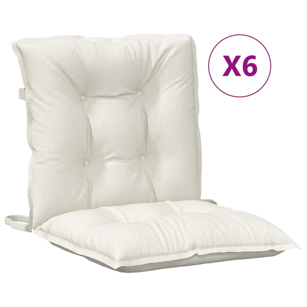 Lowback Chair Cushion Set of 6 Melange cream 100% polyester
