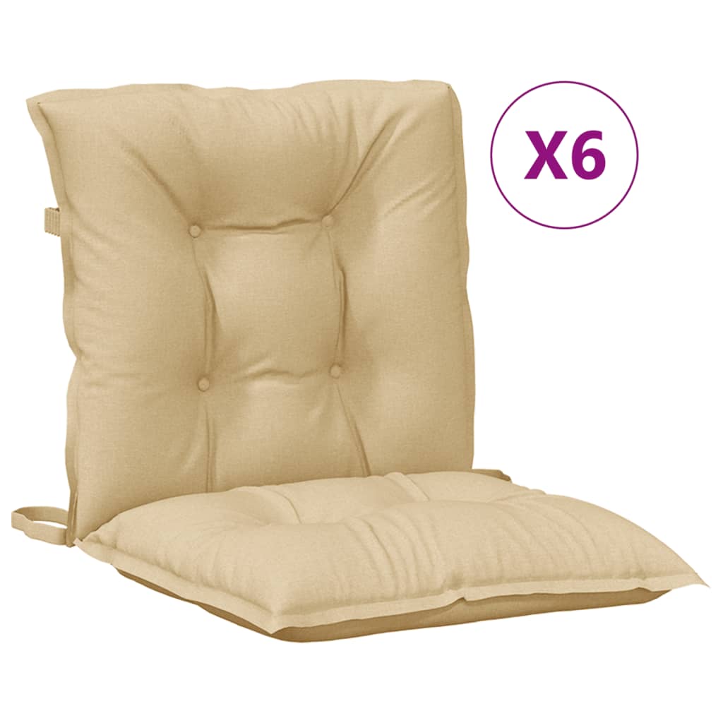 Lowback Chair Cushion Set of 6 Melange beige
