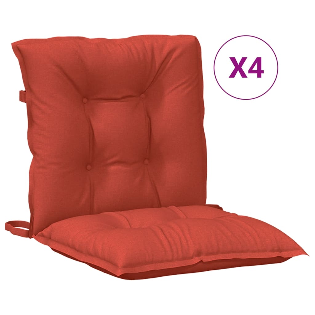 Lowback Chair Cushion Set of 4 Melange Red Fabric (100% polyester)
